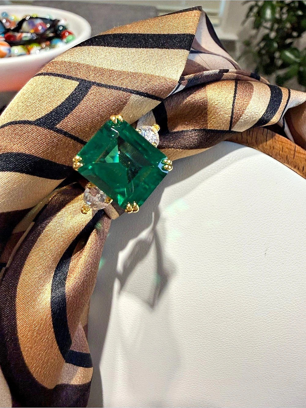 Green Gemstone Ring Like New
